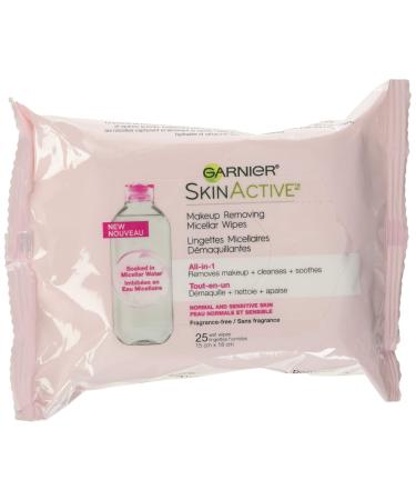 Garnier SkinActive Micellar Makeup Removing Wipes for Sensitive Skin Fragrance-free 25-Count