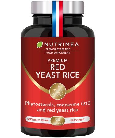 RED Yeast Rice Premium - with Monacolin K 2 8 mg - Enriched with Coenzyme Q10 and Pine phytosterols Lipophytol - 90 Capsules
