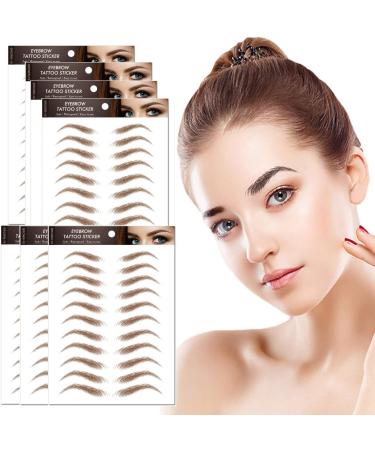 77Pairs 4D Hair-Like Eyebrow Tattoo Stickers Waterproof Natural Fake Eyebrow Stickers Long Lasting Eyebrow Grooming Shaping Perfect for Women and Girls (Brown)