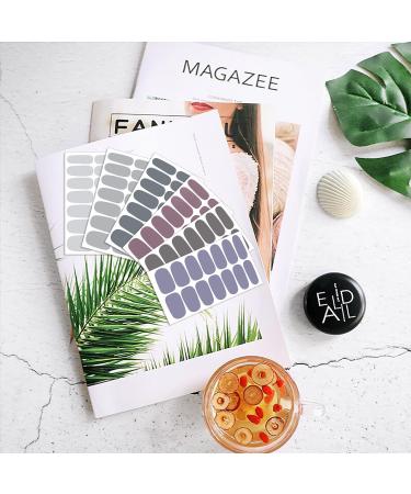 DANNEASY 16 Sheets Gray Nail Wraps for Women - Solid Color Self Adhesive Nail Polish Strips with Nail File and Cuticle Stick - Buy Online on GoSupps.com