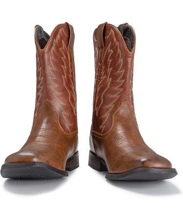 IUV Men's Maroon Cowboy Boots - Western Style, Durable Embroidered Square Toe Traditional Boots - Size 10.5 - Buy Online on GoSupps.com