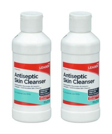 Leader Antimicrobial/Antiseptic Skin Cleanser Antiseptic Antimicrobial Wash Chlorhexidine Gluconate 4% Solution Soap & Wound Care for Home and Hospital 8 Ounce Pack of 2 - Buy Online on GoSupps.com