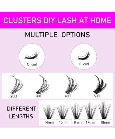 Premium 50D 0.07 D Curl Faux Mink Lash Clusters - Wispy Individual Eyelash Extensions 14-18mm Tray for DIY Glamour - Buy Online on GoSupps.com