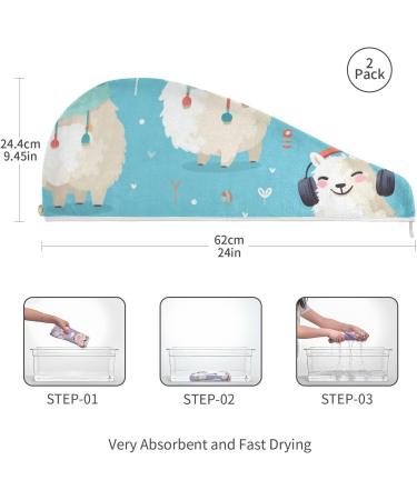 Buy Alpaca Listen Music Hair Towel 2 Pack | Super Absorbent Quick Dry Hair Turbans for Women & Girls | Perfect for Fast Drying - Buy Online on GoSupps.com
