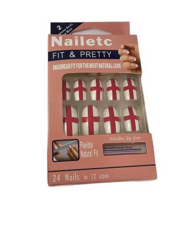 England Flag False Glue On Nails Set World Cup Football Boxed St Georges Flag