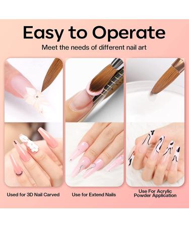 Modelones Kolinsky Acrylic Nail Brush - Size 8 | 100% Pure Sable Hair | Rose Gold Handle | Nail Art Brush for Acrylic Application - Buy Online on GoSupps.com