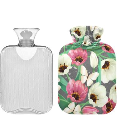 Naanle Tulip Flowers Heat Bottle - 2L Transparent Hot Water Bottle for Warm & Cold Therapy | Large Hot Water Bottle for Pain Relief - Buy Online on GoSupps.com
