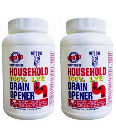 Rooto 1030 Drain Cleaner With Lye, 1 lb, 2 Piece