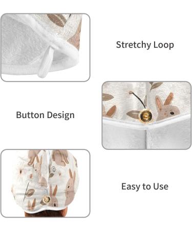 Rabbits Wildflowers Hair Towel 2 Pack - Super Absorbent Quick Dry Hair Turbans for Women & Girls - Buy Online on GoSupps.com