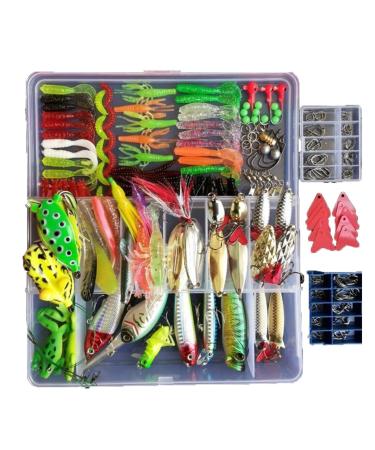 275pcs Fishing Lure Set Including Frog Lures Soft Fishing Lure Hard Metal Lure VIB Rattle Crank Popper Minnow Pencil Metal Jig Hook for Trout Bass Salmon with Free Tackle Box
