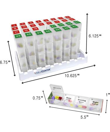 Extra Large Monthly Pill Organizer - 31-Day Medication Organizer with 4 Daily Compartments for International Shipping - Buy Online on GoSupps.com