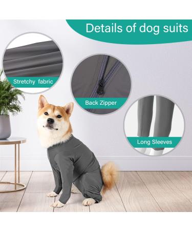 Etdane Dog Dividers for Surgery Recovery Suit | Anti-Hair Bodysuit | Long-Sleeved Pajamas for Male & Female Dogs | XL Gray - Buy Online on GoSupps.com
