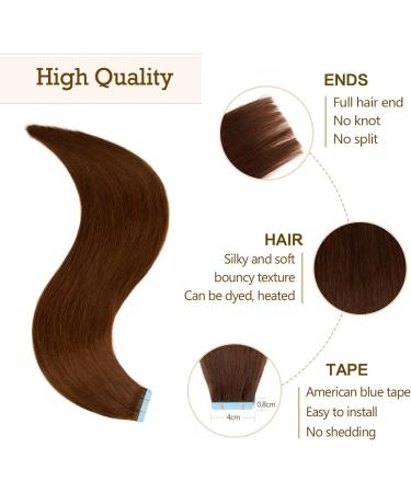 AGMITY Tape in Hair Extensions Human Hair 100% Remy Human Hair Chocolate Brown 50g/pack 20pcs Straight Seamless Skin Weft Tape in Human Hair Extensions(24 inches #4 Chocolate Brown) 24 inch #4 Medium Brown - Buy Online on GoSupps.com