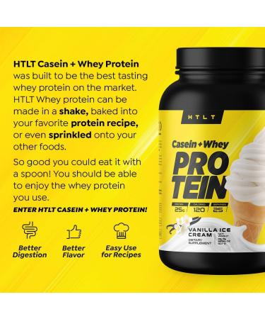 Casein + Whey Protein by HTLT | Whey & Casein Protein Shake Powder | Slow-Release Whey & Casein Protein for Sustained Energy | Casein Protein Powder for Baked Treats, Vanilla Ice Cream - Buy Online on GoSupps.com
