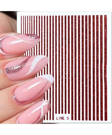 3D Glitter Lines Nail Stickers | Holographic Geometric Nail Art Decals | Self-Adhesive Metal Stripe Nail Supplies for DIY | 6 Colors Set for Women - Buy Online on GoSupps.com