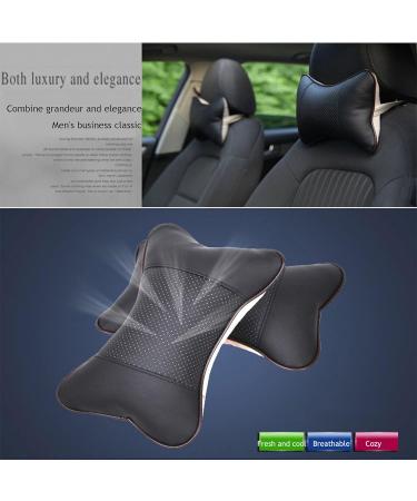 XSQD 2pcs Car Headrest Pillows - Memory Foam Seat Neck Support Cushions for Auto Driving - Comfortable Soft Universal Rest Cushion in White/Offwhite - Buy Online on GoSupps.com