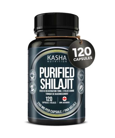 New! Kasha Purified Shilajit Capsules 500 mg per Day 50% Fulvic Acid (250 mg per Cap 120 Caps 60 Day Supply). Harvested from Himalayas & Indian Mountains. Shilajit for Men & Women. Promote Rejuvenation. Support Normal Free and Total Testosterone Levels in