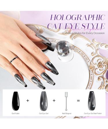Poly Gel Nail Kit - 3 Pure & 1 Cat Eye Gel Polish + Mini UV Lamp - DIY Nail Extension Starter Set with Glitter Base Coat & Top Coat - Buy Online on GoSupps.com