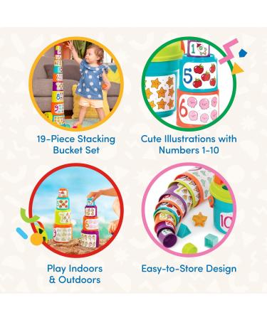 Batta Stacking Cups - Sorting & Learning Toy for Kids 18+ Months | 19-Piece Shape & Number Tower by StapeliMer - Buy Online on GoSupps.com