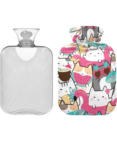 Naanle Cute Cats Hot Water Bottle | 1L Transparent Heat Bottle for Warm & Cold Therapy | Pain Relief for Hands & Feet - Buy Online on GoSupps.com