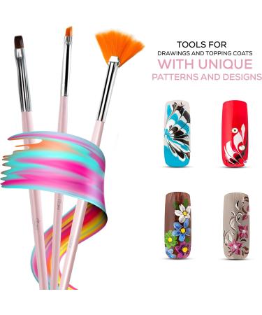 Glow 20 Piece Nail Art Brushes and Dotting Tools Kit - Premium Quality for Beginners & Professionals - Wooden Handle - Pink - Buy Online on GoSupps.com