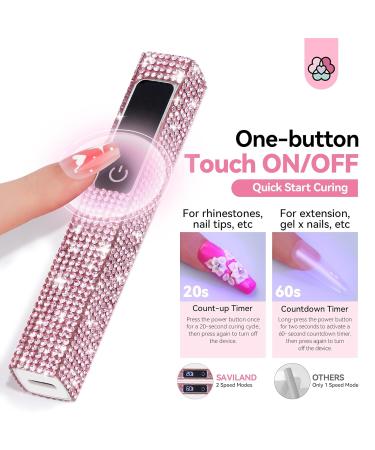 SAVILAND Glitter UV Light for Gel Nails - 2024 12W Handheld UV Nail Lamp with LCD Screen 8X-Faster Cure Touch Screen & Cordless | Perfect for Home & Salon Use - Buy Online on GoSupps.com