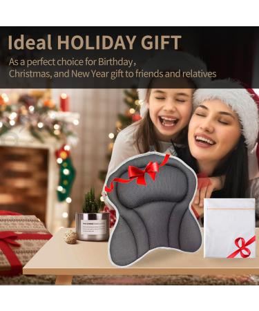 Grey Square Bath Pillow - Ergonomic Neck and Back Support, Quick Dry 4D Mesh Tub Cushion with Suction Cups - Buy Online on GoSupps.com