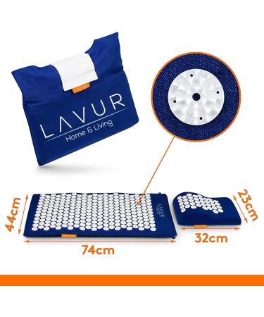 Lavur Home & Living Akupressurmatte - Soothing Relaxation for Body & Mind | Acupuncture Relief for Tension & Pain | Complete Set with Pillow & Bag | Blue - Shop Now! - Buy Online on GoSupps.com