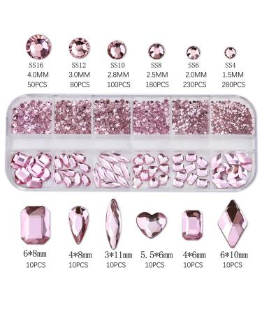 Doyizz Pink Crystal Nail Art Rhinestones - 3D Multi Shapes Flatback Gems for Nail Design & Crafts - Buy Online on GoSupps.com