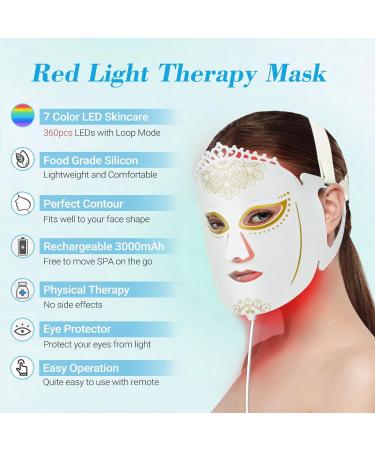 Infrared Red Light Therapy Mask - 7 Color LED Beauty Mask for Anti-Aging & Skincare | Silicone LED Facial Masks for Red & Blue Light Therapy - Buy Online on GoSupps.com