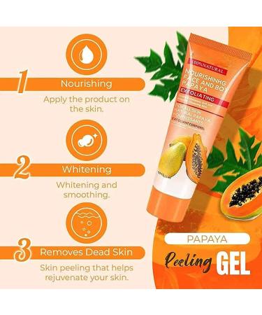 Papaya Whitening Deep Exfoliator Facial Scrub Exfoliating Cleanser Papaya Whitening Peeling Gel Whitening Brightening Exfoliating Peeling Gel for Women Girls for All Skin Types 100ml - Buy Online on GoSupps.com