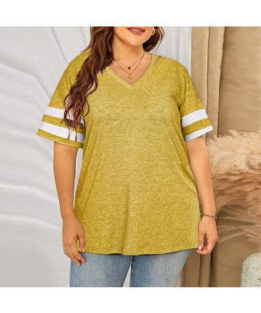 Shop Women's Basic Round Neck T-Shirt | Short Sleeve Cotton Tops in White & Yellow | International Shipping Available - Buy Online on GoSupps.com