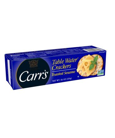 Carr's Table Water Crackers, Baked Snack Crackers, Party Snacks, Toasted Sesame, 4.5oz Box (1 Box)