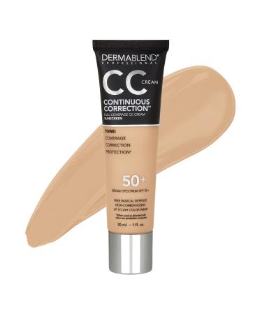 Dermablend Continuous Correction Tone-Evening CC Cream Foundation SPF 50+, Full Coverage Foundation Makeup & Color Corrector, Oil-Free 35N LIGHT TO MEDIUM