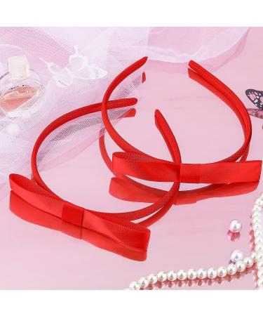 Pafuwei 2 Piece Red Hair Bow Headband - Handmade Soft Cloth Ribbon Headband for Girls and Women - Ideal for Birthday, Halloween, Parties - Daily Hair Accessory - Buy Online on GoSupps.com