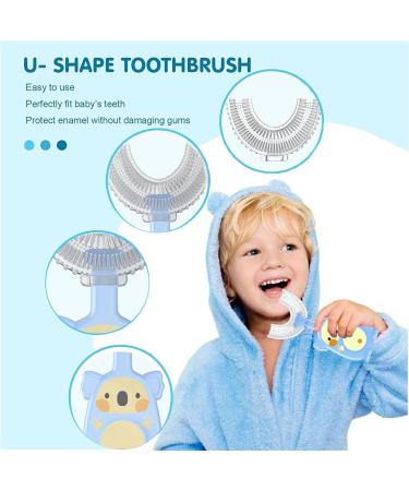 Children's U-Shaped Toothbrush Set - 2-Pack 360 Silicone Brush for Ages 2-4 (Purple & Green) | International Shipping - Buy Online on GoSupps.com