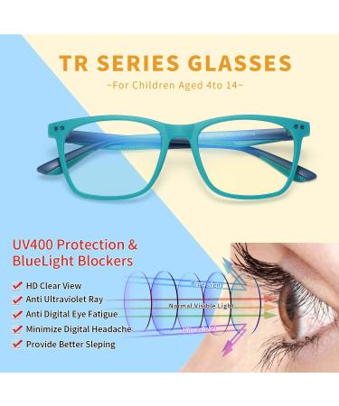 Musivon Children's Blue Light Filter Glasses | Anti-Glare Computer Glasses for Kids (Ages 4-14) - Light Blue - Buy Online on GoSupps.com