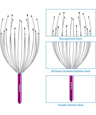 HEETA 2-Pack Head Scalp Massagers - Handheld Scalp Scratcher Set for Relaxation, Hair Stimulation, and Stress Relief - 20 Fingers, Blue & Purple - Buy Online on GoSupps.com