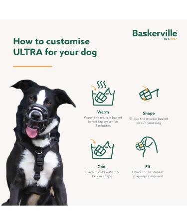 BASKERVILLE ULTRA MUZZLE Size 4 - Adjustable Padded Dog Training Muzzle for Medium & Large Dogs | Prevents Biting & Wildlife Scavenging | Humane Design for Panting & Drinking - Buy Online on GoSupps.com