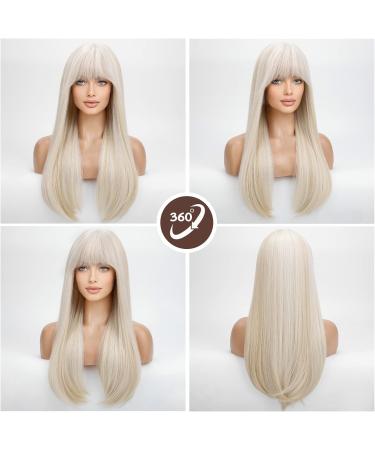 HAIRCUBE Natural White Highlights Straight Wig with Fringe for Women - Daily Wear - Buy Online on GoSupps.com