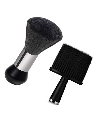 Hairdresser hair brush 2 pieces of neck brush set hairdresser hair brush soft barbier brush hairdresser brush fiber bristles black hairdresser neck brush for cleaning broken hair on the neck