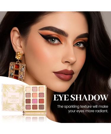  Hailerio Glitter Makeup Palette - 12 Colours Bookstyle Glitter Eyeshadow Makeup Palette with 4 Blushers and 4 Lip Shimmer for Women Girls Party - Buy Online on GoSupps.com