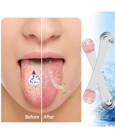 Buy Tongue Scraper & Silicone Tongue Cleaner - Reduce Bad Breath Oral Hygiene Tool for Adults & Kids - Reusable Easy to Use (2pcs Replacement Pads in Pink) - International Shipping Available - Buy Online on GoSupps.com