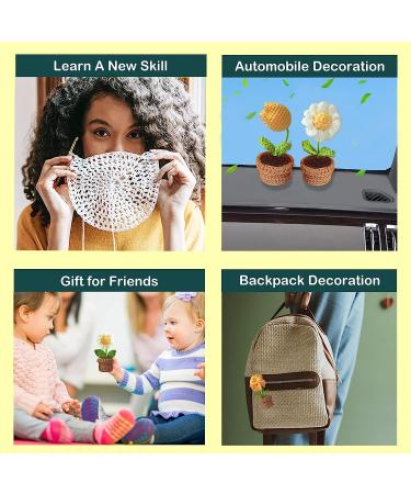 Qunland Crochet Kit for Beginners - 6 Pcs Potted Flowers DIY Kit for Adults and Kids - Yellow Crochet Starter Knitting Kit with Step-by-Step Instructions - Buy Online on GoSupps.com
