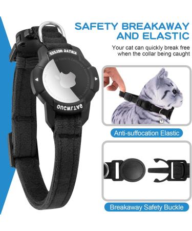 Buy Airtag Cat Collar with Safety Lock & Elastic Band - Black | Fits Kittens Cats & Puppies (23-33cm) | Secure Apple Air Tag Holder - Buy Online on GoSupps.com