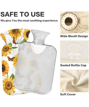 Hot Water Bottles with Watercolor Sunflower Cover - 2L Pain Relief & Warmth for Cramps Hands & Feet - Buy Online on GoSupps.com