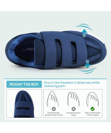Ortho+rest Men's Diabetic Walking Shoes for Swollen Feet - Adjustable Closure Size 7 Navy - Buy Online on GoSupps.com