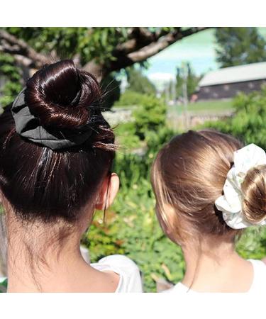 amangul Bridesmaid Hair Scrunchies Thick Updo Satins Scrunchies Bridal Shower Wedding Hair Rope Scrunchy Women Ponytail Holder(Dark Grey) - Buy Online on GoSupps.com