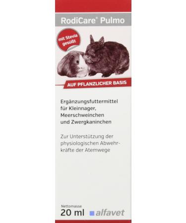 Alfavet Rodicare Pulmo to support the airways of guinea pigs and small rodents supplementary feed 20ml dosing syringe - Buy Online on GoSupps.com