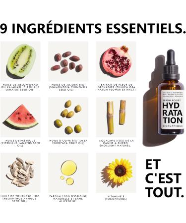 BOOST HYDRATION Face Serum | 100% natural | With Organic Kalahari Watermelon Oils + Organic Jojoba + Pomegranate Flower Extract | Protects/repairs the hydrolipidic film + Nourishes the skin. 30ml - Buy Online on GoSupps.com